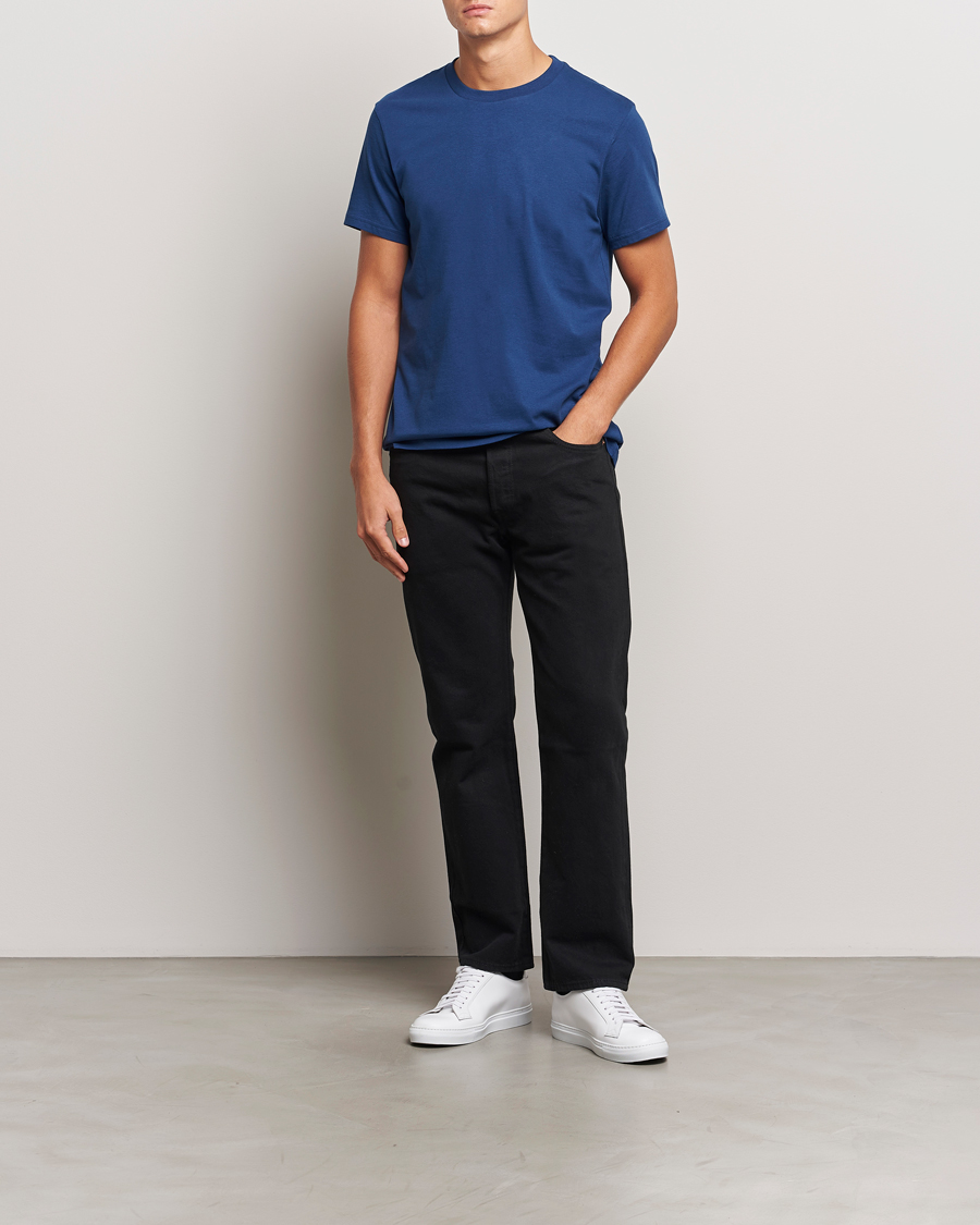 Herre | T-Shirts | Bread & Boxers | Heavy Cotton Crew Neck T-Shirt Ink Blue
