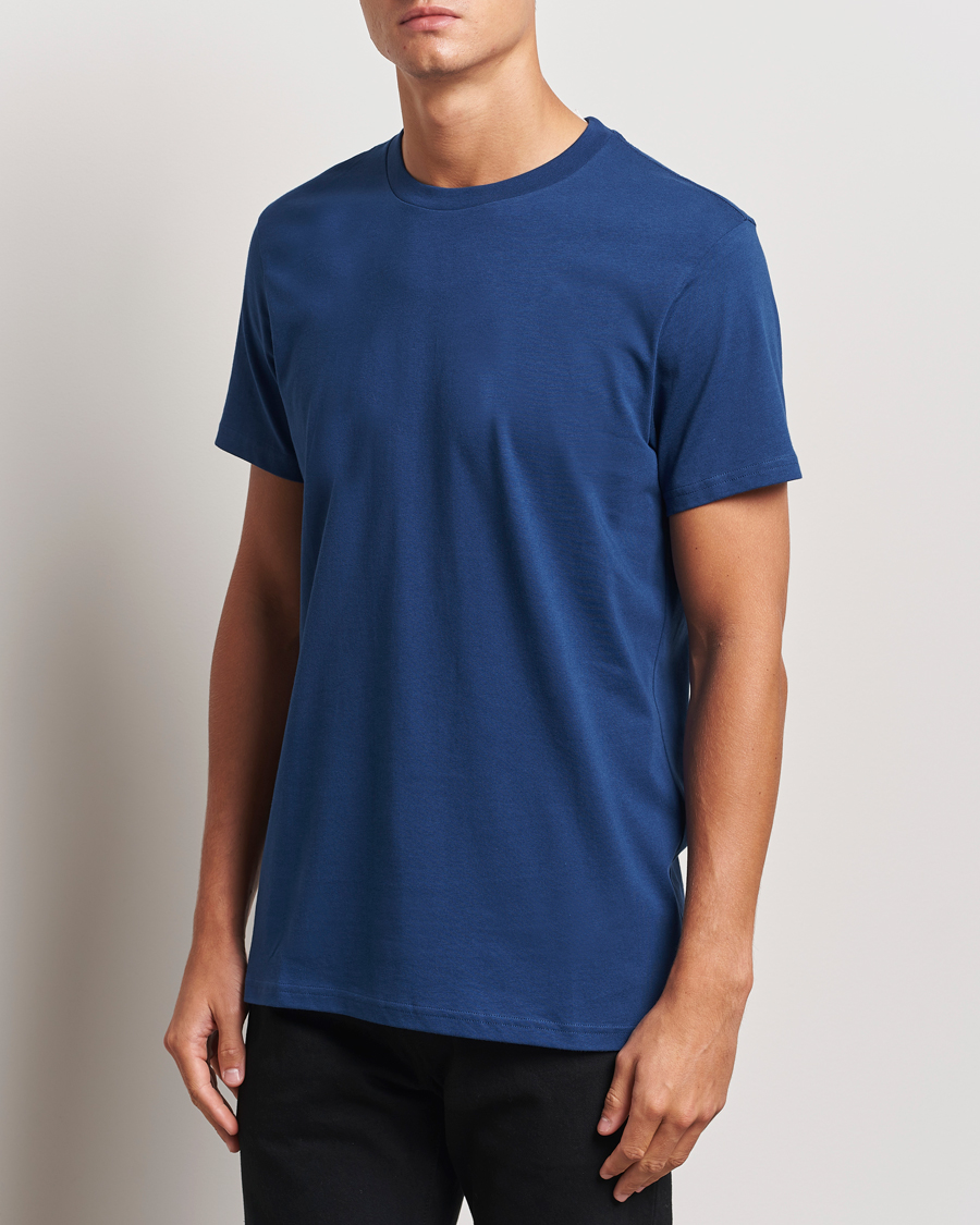 Herre | T-Shirts | Bread & Boxers | Heavy Cotton Crew Neck T-Shirt Ink Blue