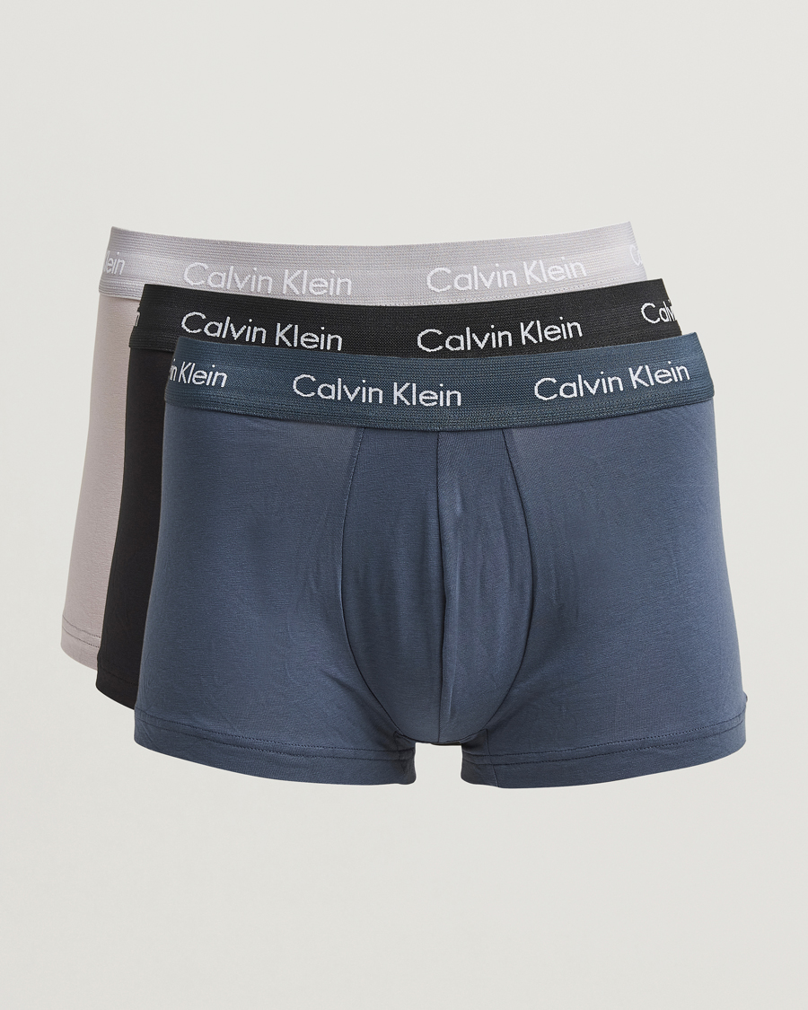 Herre | Undertøj | Calvin Klein | Cotton Stretch 3-Pack Low Rise Trunk Black/Blue/Grey