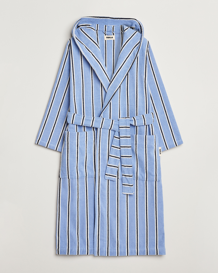 Herre | Tekla Organic Terry Hooded Bathrobe Basset Stripes | Tekla | Organic Terry Hooded Bathrobe Basset Stripes
