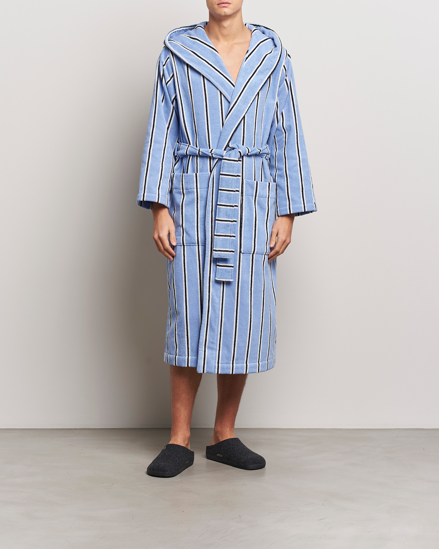 Herre | Tekla Organic Terry Hooded Bathrobe Basset Stripes | Tekla | Organic Terry Hooded Bathrobe Basset Stripes