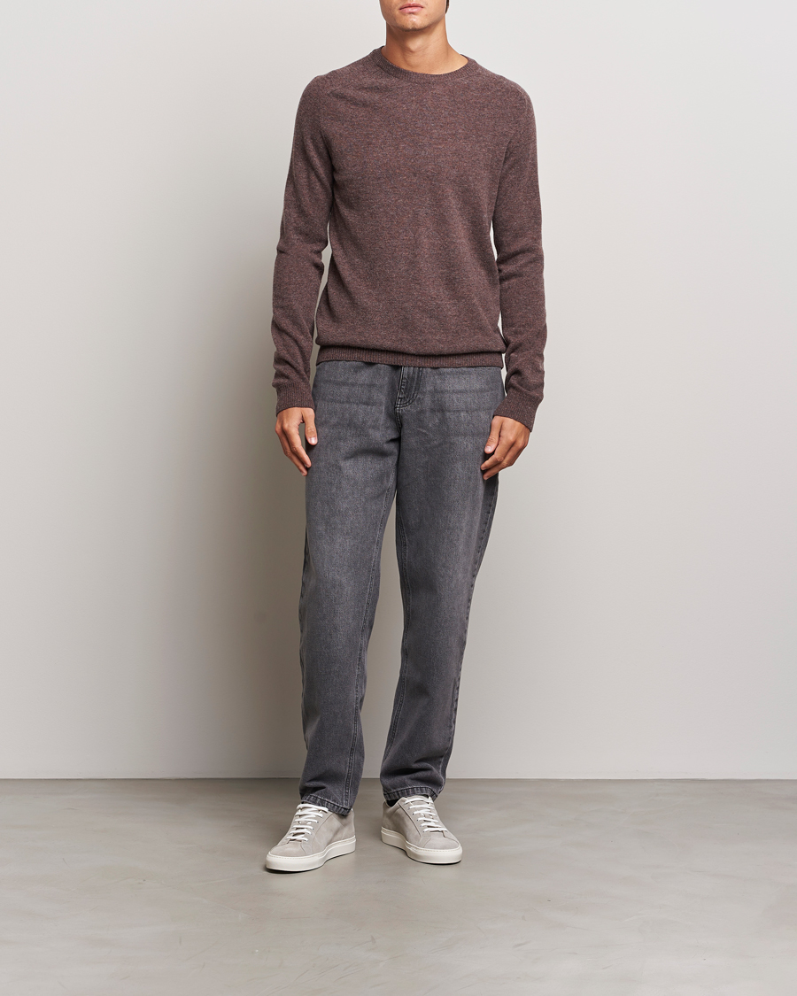 Herre | Trøjer | KnowledgeCotton Apparel | Lambswool Roundneck Brown