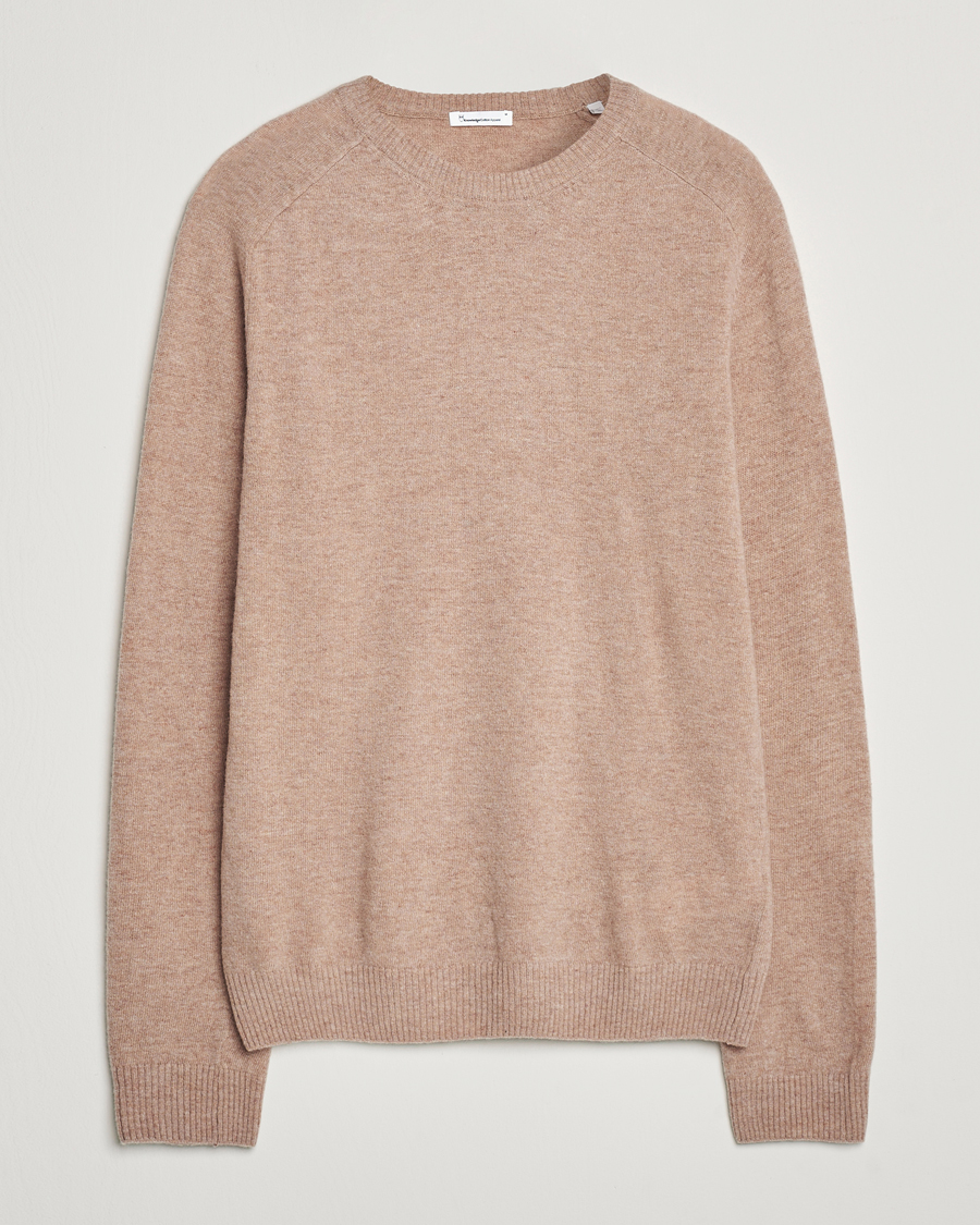 Herre | Trøjer | KnowledgeCotton Apparel | Lambswool Roundneck Beige