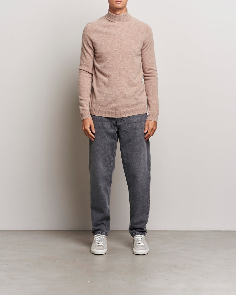Herre | Trøjer | KnowledgeCotton Apparel | Lambswool Rollneck Beige