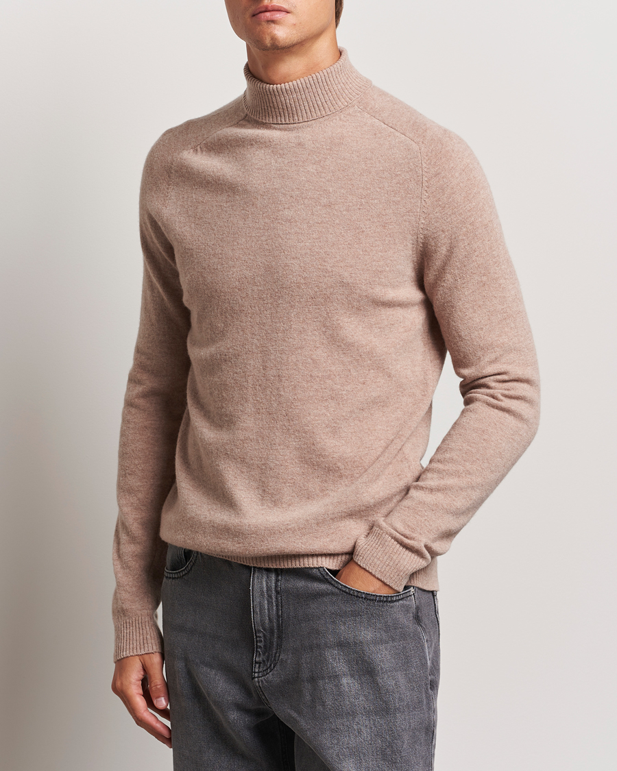 Herre | Trøjer | KnowledgeCotton Apparel | Lambswool Rollneck Beige