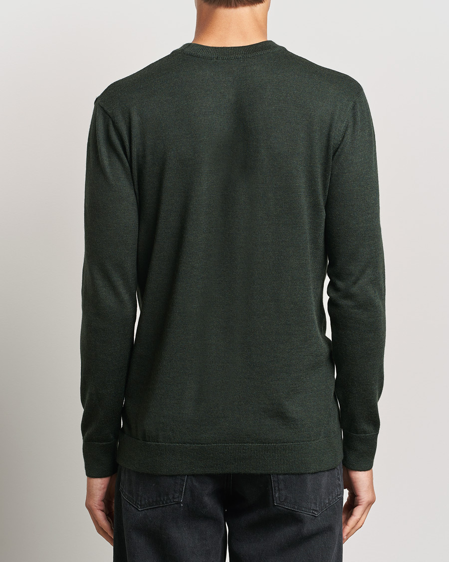 Herre | Trøjer | KnowledgeCotton Apparel | Regular Merino Knit Crew Neck Green