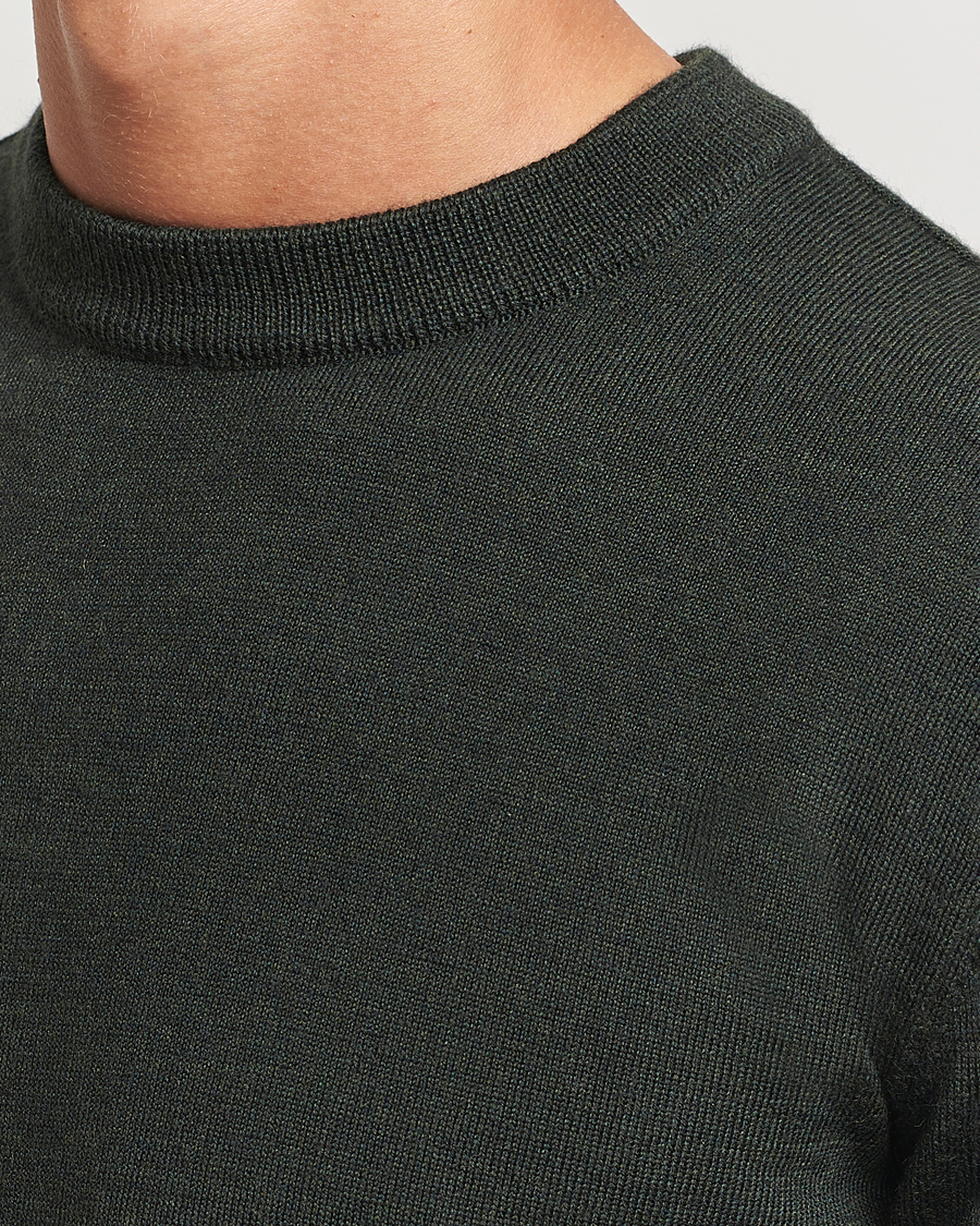 Herre | Trøjer | KnowledgeCotton Apparel | Regular Merino Knit Crew Neck Green