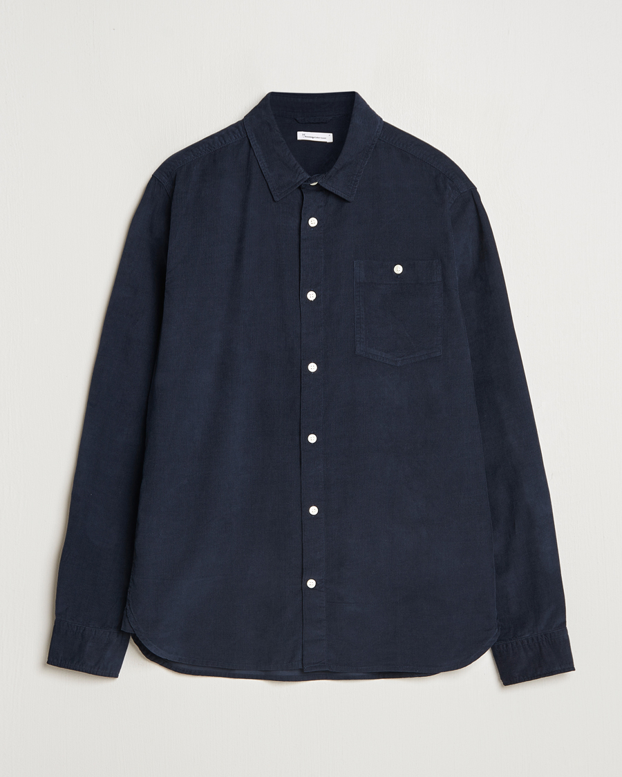 Herre | Skjorter | KnowledgeCotton Apparel | Regular Fit Corduroy Shirt Navy