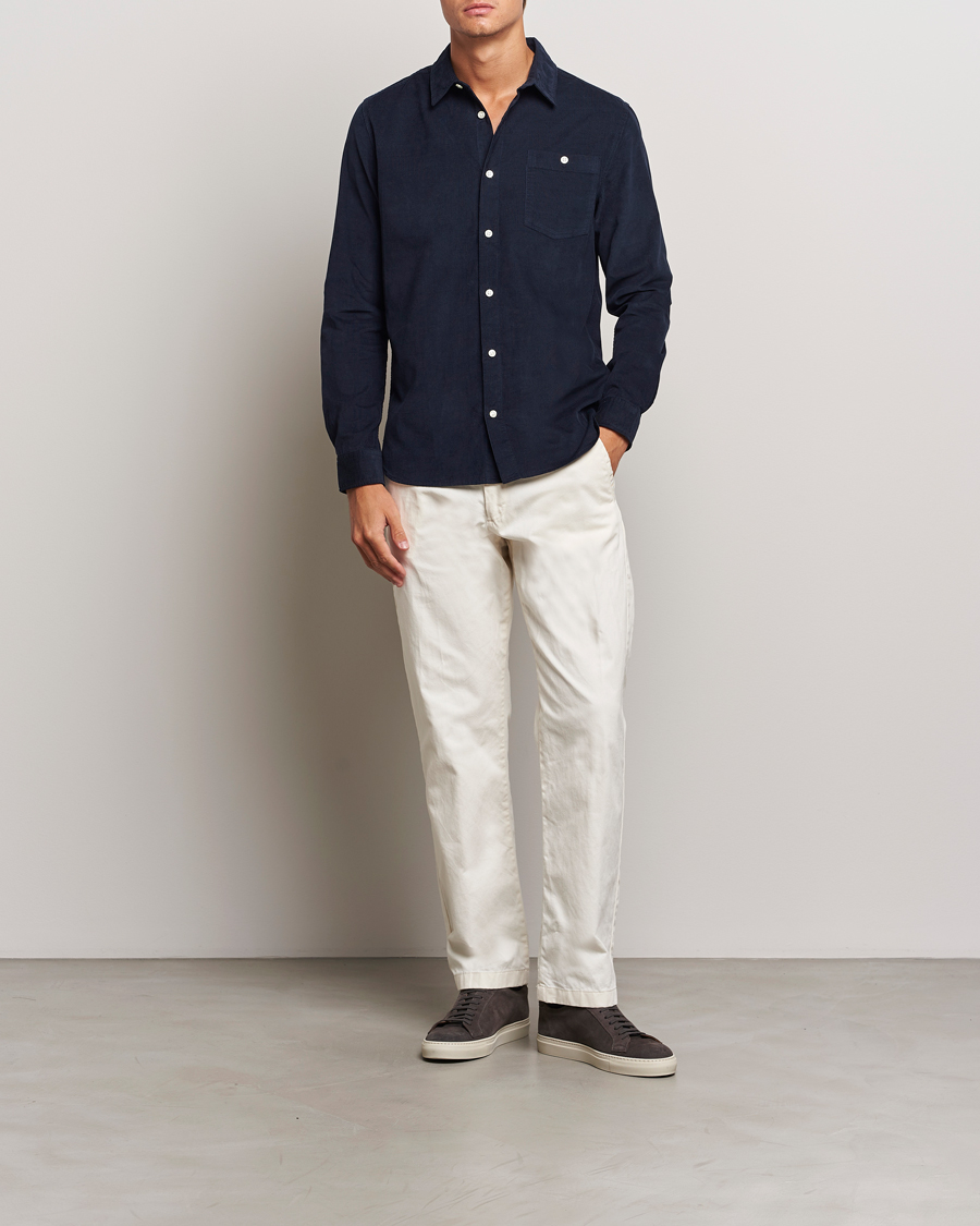Herre | Skjorter | KnowledgeCotton Apparel | Regular Fit Corduroy Shirt Navy