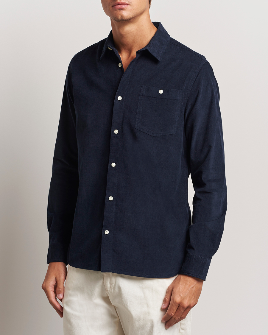 Herre | Skjorter | KnowledgeCotton Apparel | Regular Fit Corduroy Shirt Navy