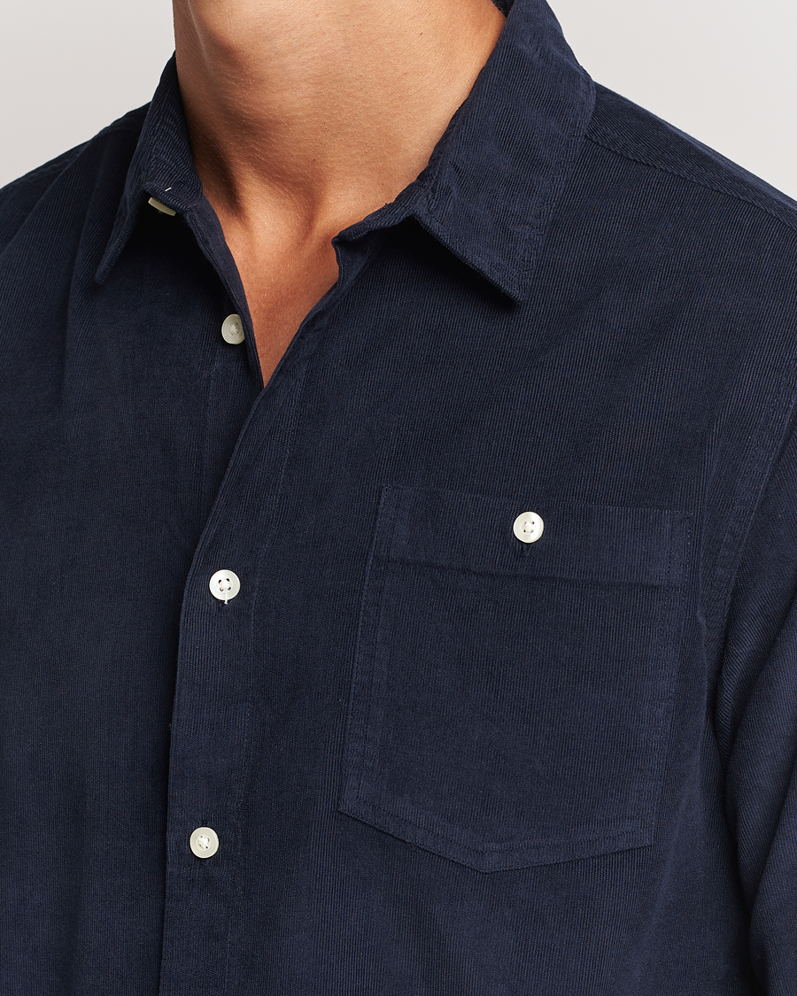 Herre | Skjorter | KnowledgeCotton Apparel | Regular Fit Corduroy Shirt Navy