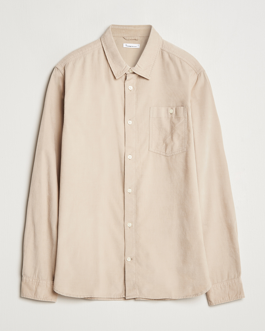 Herre | Skjorter | KnowledgeCotton Apparel | Regular Fit Corduroy Shirt Beige