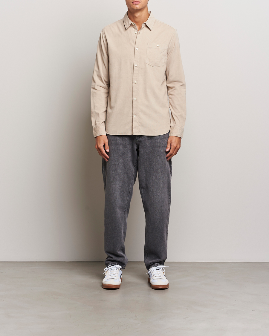 Herre | Skjorter | KnowledgeCotton Apparel | Regular Fit Corduroy Shirt Beige