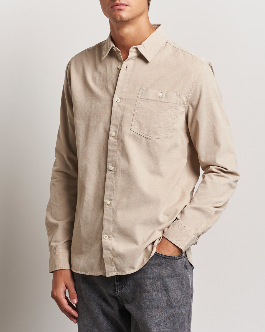 Herre | Skjorter | KnowledgeCotton Apparel | Regular Fit Corduroy Shirt Beige