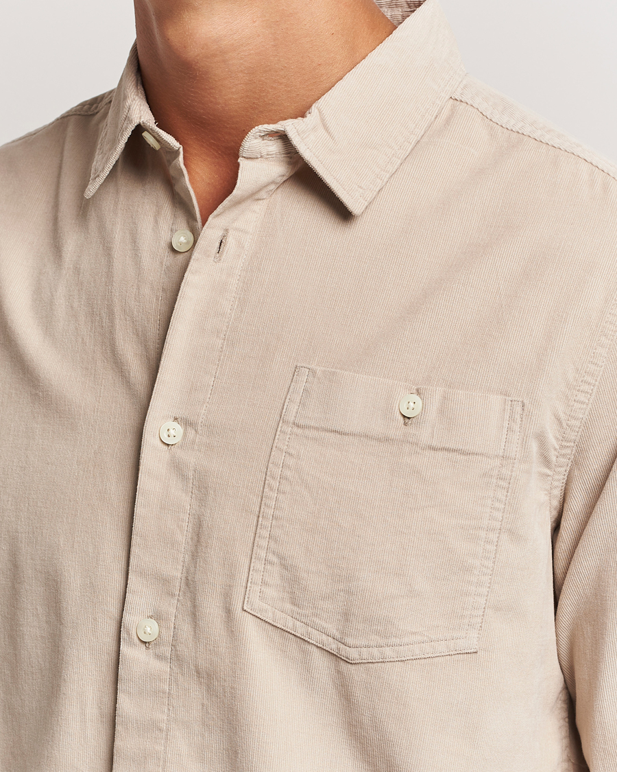 Herre | Skjorter | KnowledgeCotton Apparel | Regular Fit Corduroy Shirt Beige