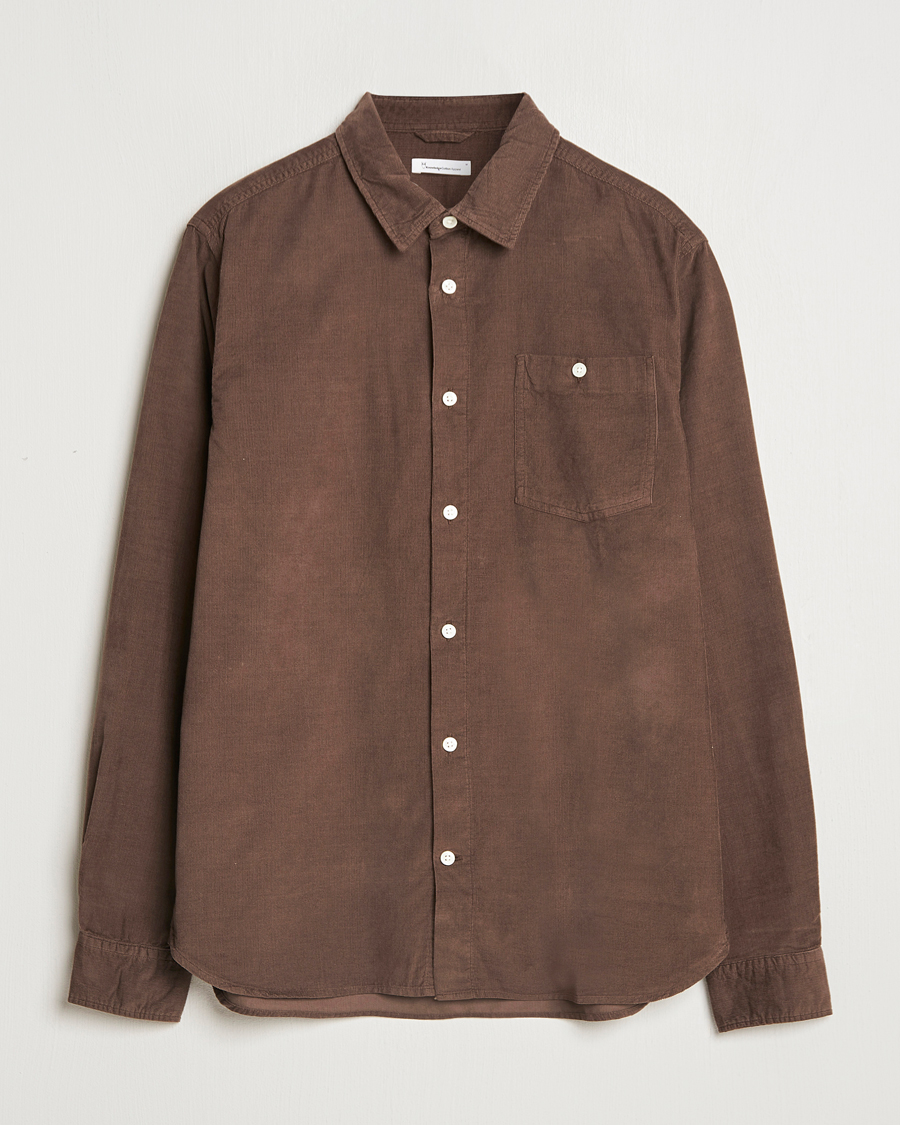 Herre | Skjorter | KnowledgeCotton Apparel | Regular Fit Corduroy Shirt Brown