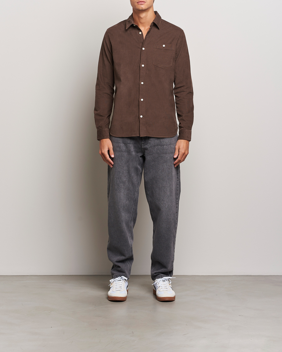 Herre | Skjorter | KnowledgeCotton Apparel | Regular Fit Corduroy Shirt Brown