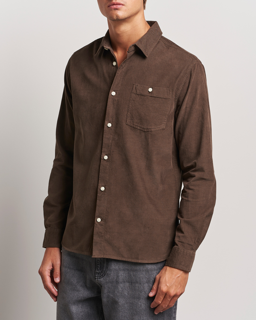 Herre | Skjorter | KnowledgeCotton Apparel | Regular Fit Corduroy Shirt Brown