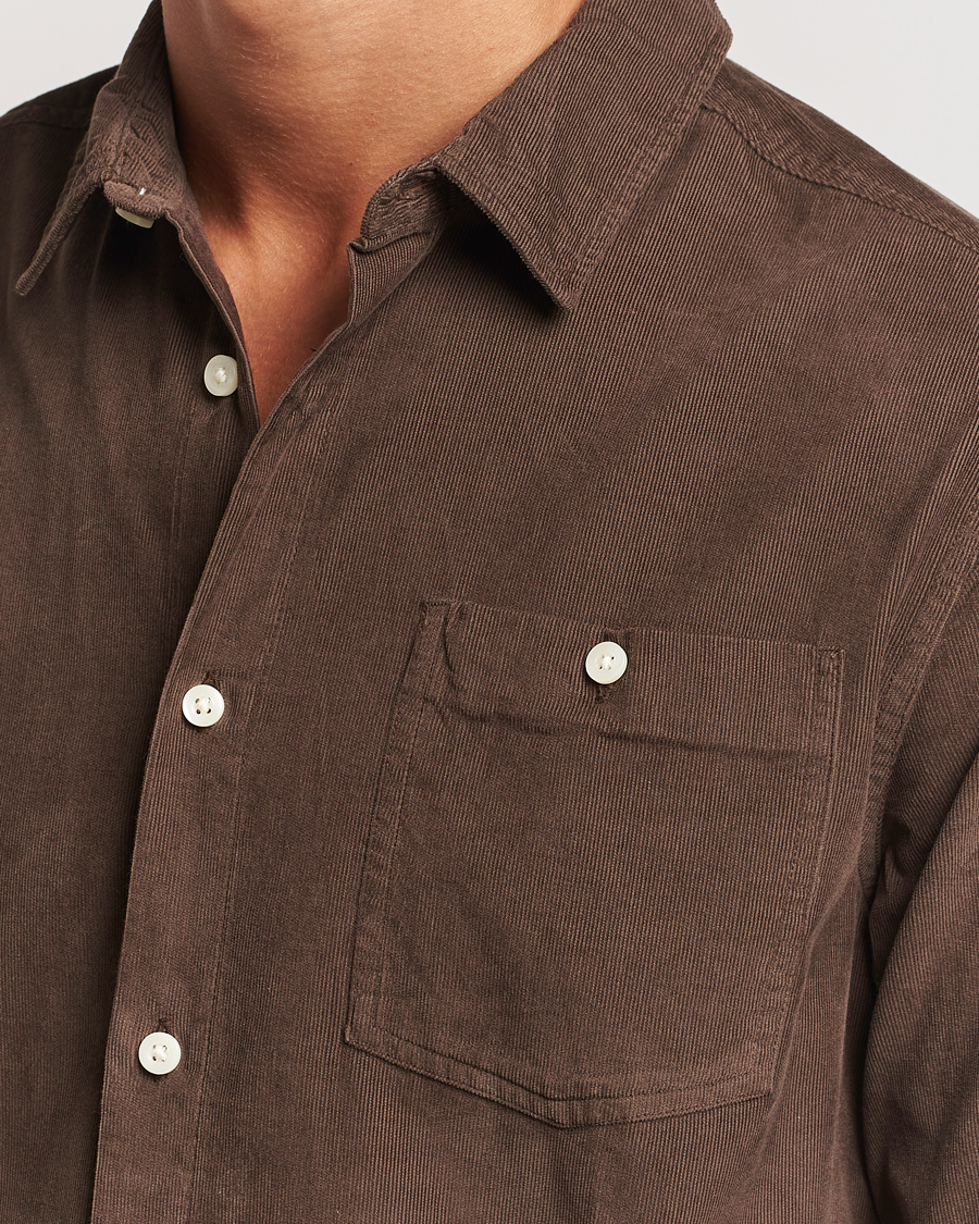 Herre | Skjorter | KnowledgeCotton Apparel | Regular Fit Corduroy Shirt Brown