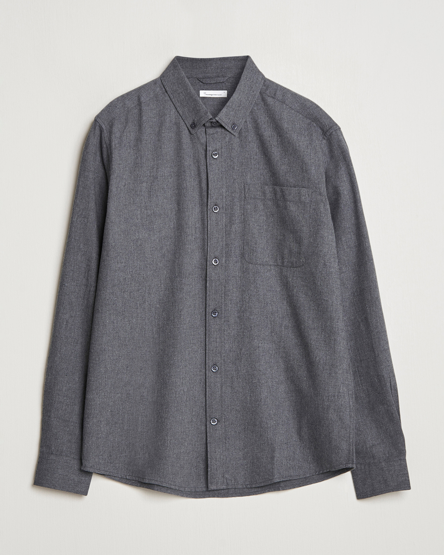 Herre | Skjorter | KnowledgeCotton Apparel | Regular Fit Melange Flannel Shirt Grey