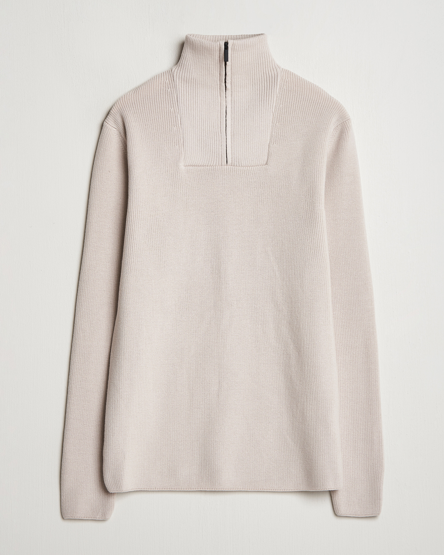 Herre | Trøjer | KnowledgeCotton Apparel | Heavy Lambswool Half Zip Off White