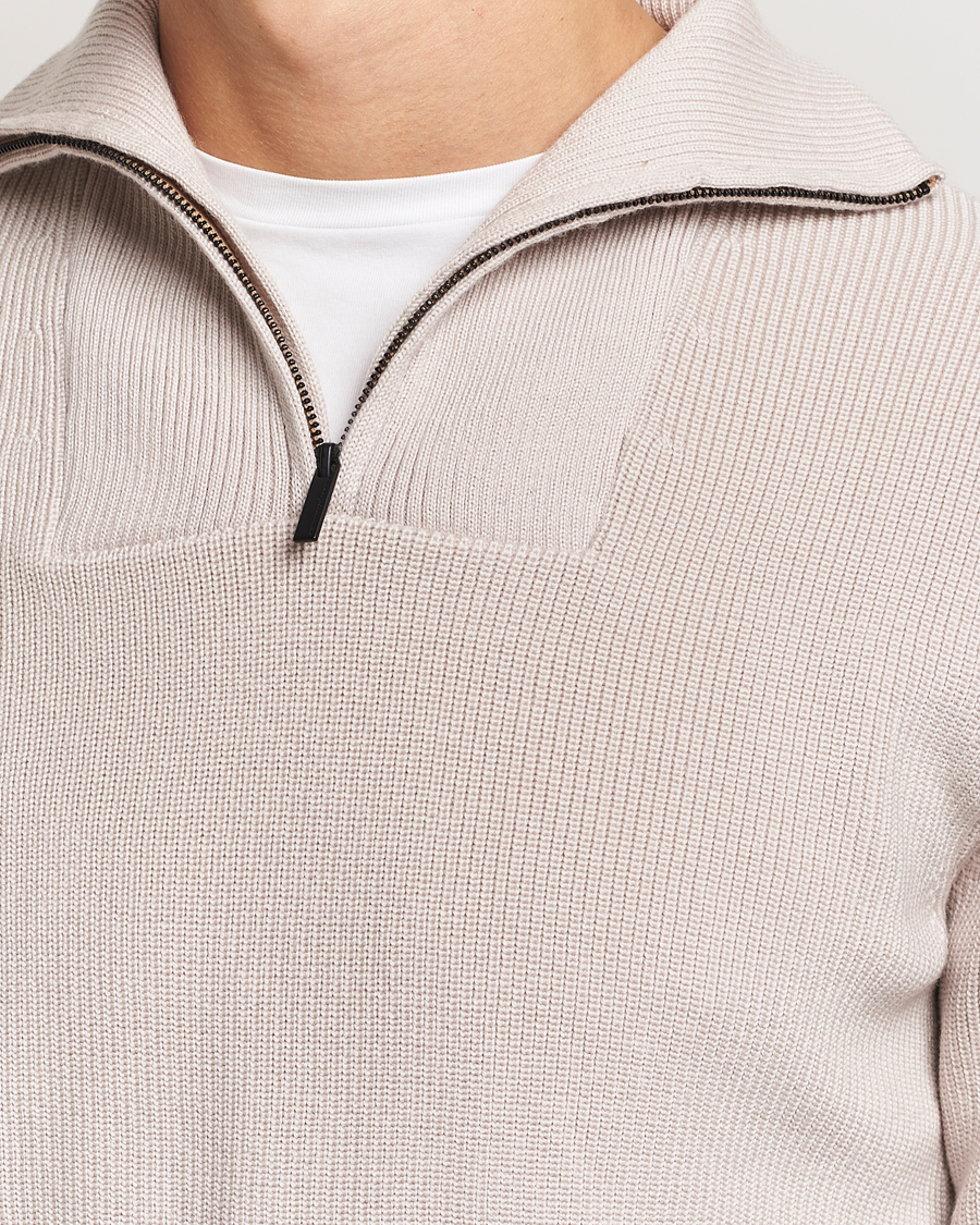 Herre | Trøjer | KnowledgeCotton Apparel | Heavy Lambswool Half Zip Off White