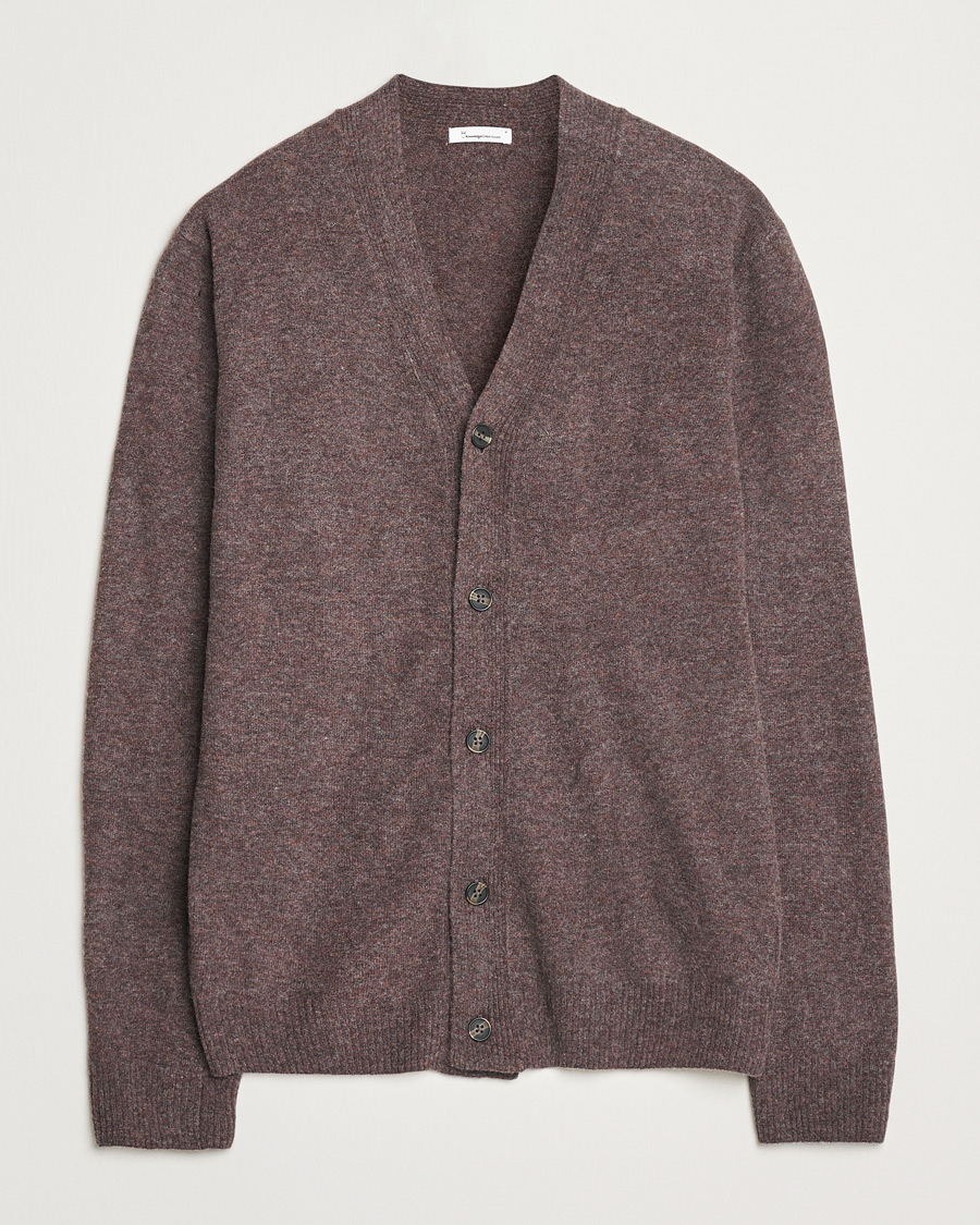 Herre | Trøjer | KnowledgeCotton Apparel | Lambswool Cardigan Brown