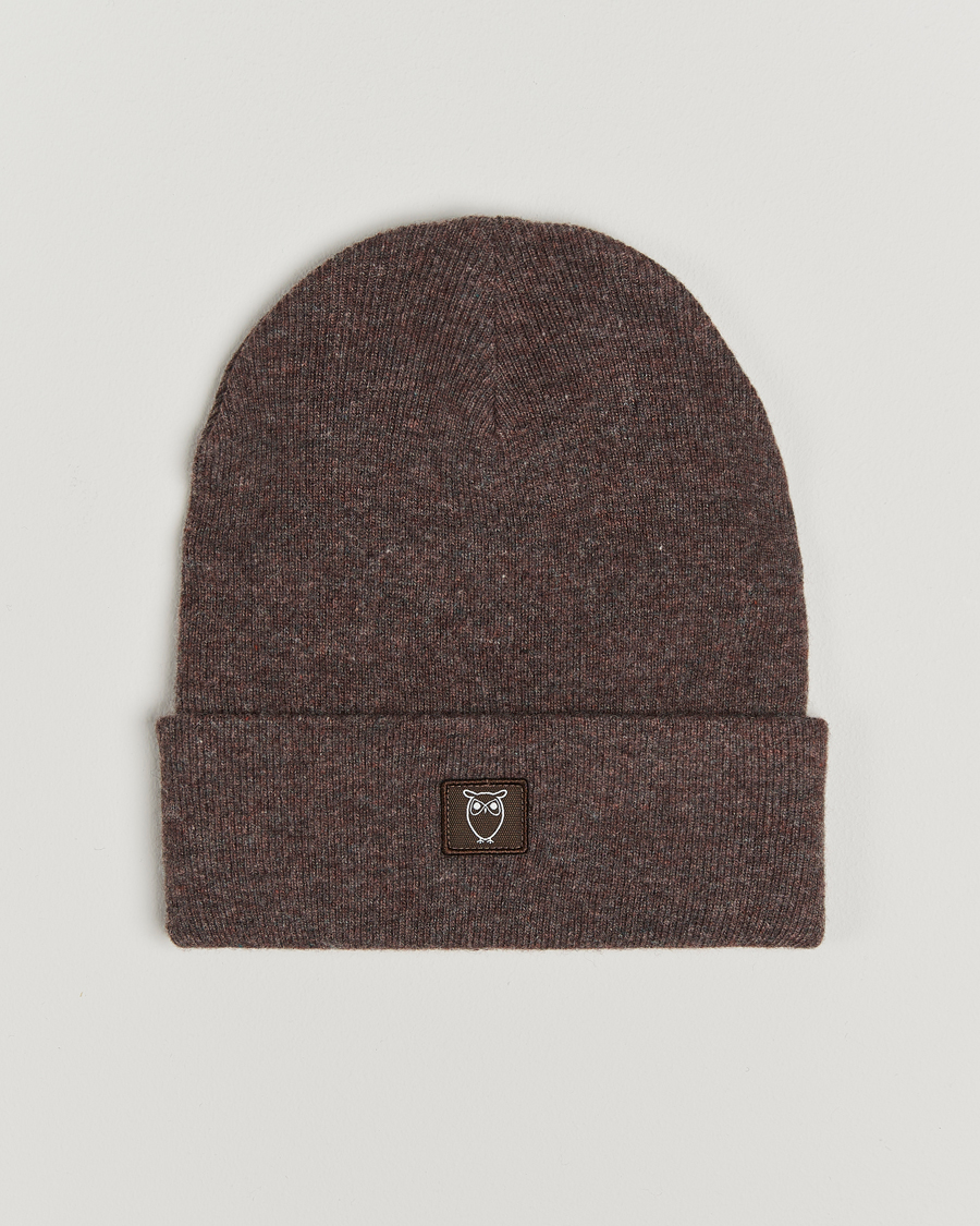 Herre | KnowledgeCotton Apparel Double Layer Wool Beanie Brown Melange | KnowledgeCotton Apparel | Double Layer Wool Beanie Brown Melange