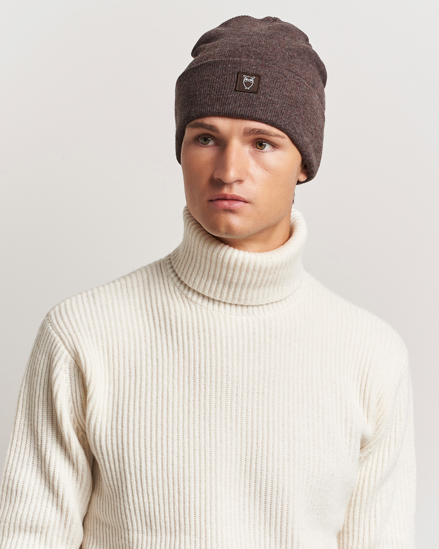 Herre | KnowledgeCotton Apparel Double Layer Wool Beanie Brown Melange | KnowledgeCotton Apparel | Double Layer Wool Beanie Brown Melange