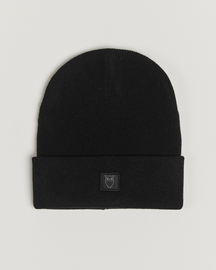 Herre | Huer | KnowledgeCotton Apparel | Double Layer Wool Beanie Black