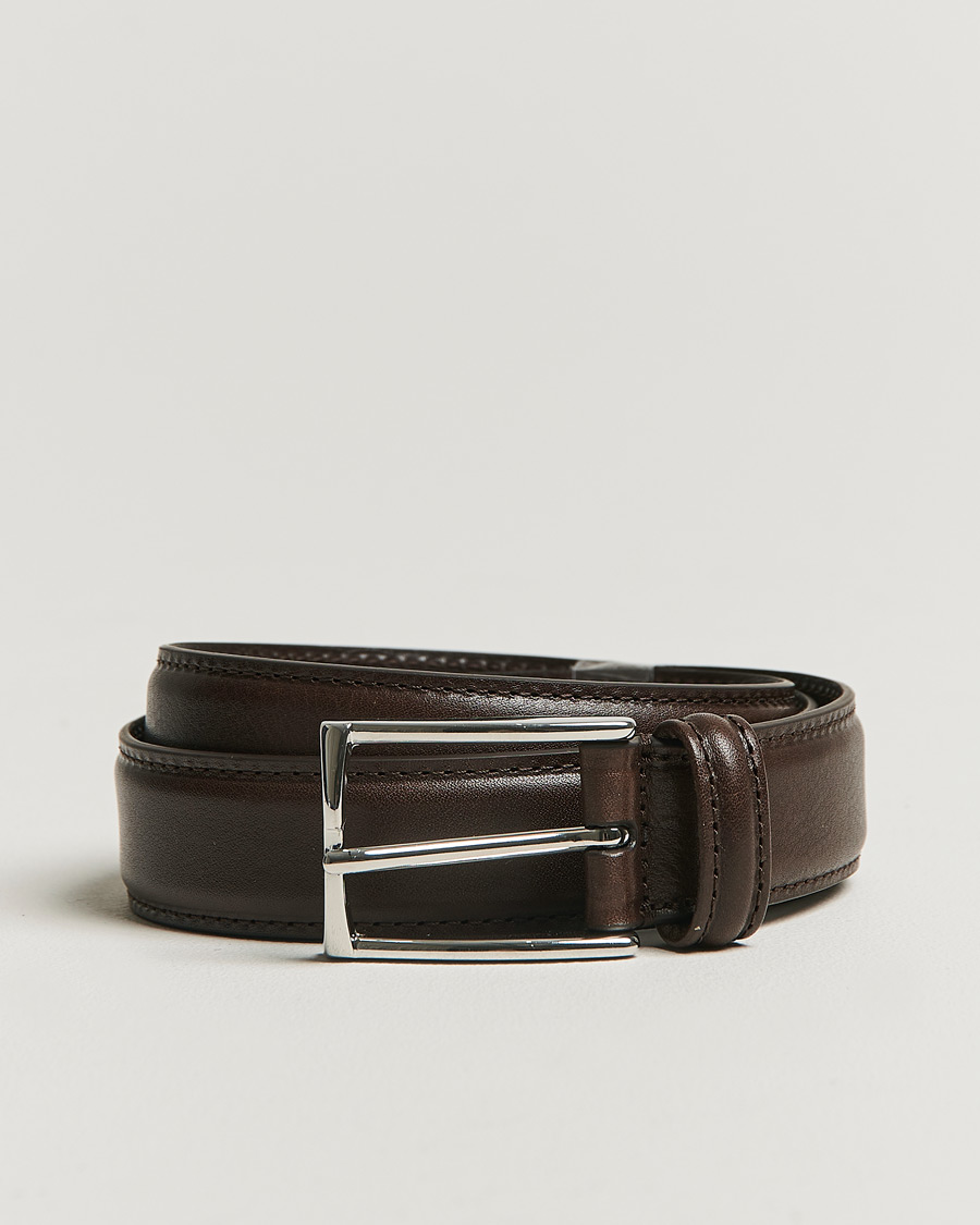 Herre | Bælter | Anderson's | Structure Leather Suit Belt 3 cm Dark Brown
