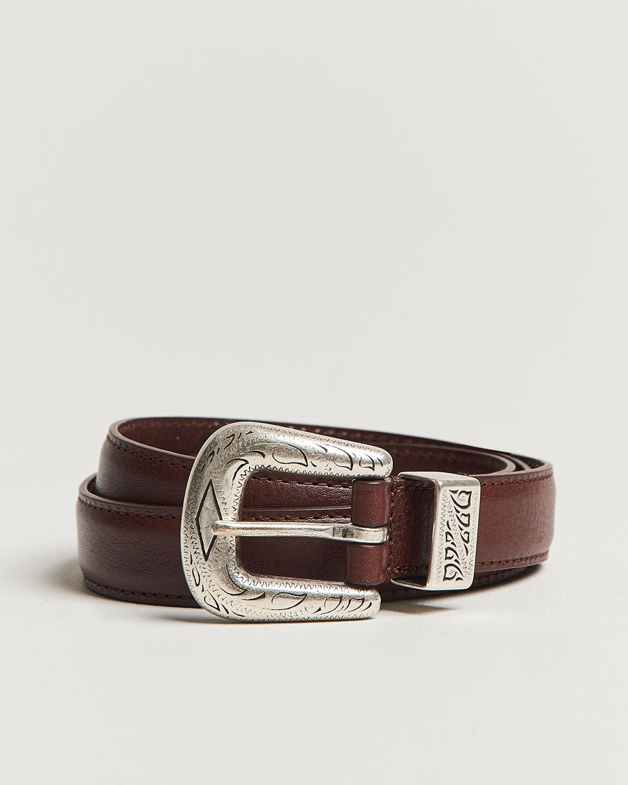 Herre | Bælter | Anderson's | Grained Western Leather Belt 2,5 cm Brown