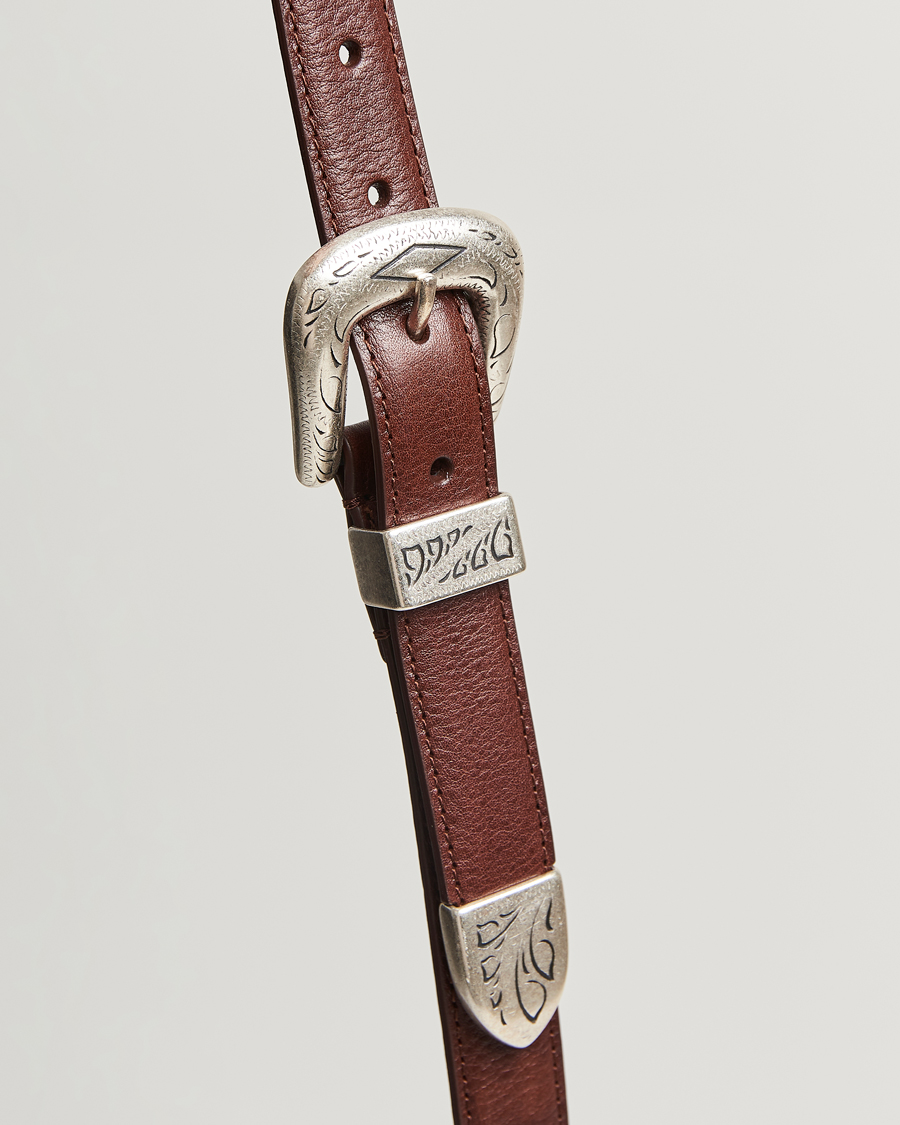 Herre | Bælter | Anderson's | Grained Western Leather Belt 2,5 cm Brown