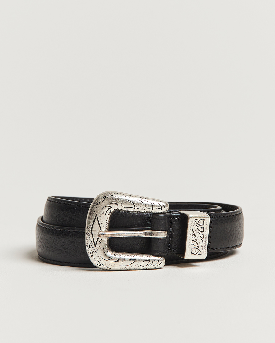 Herre | Bælter | Anderson's | Grained Western Leather Belt 2,5 cm Black