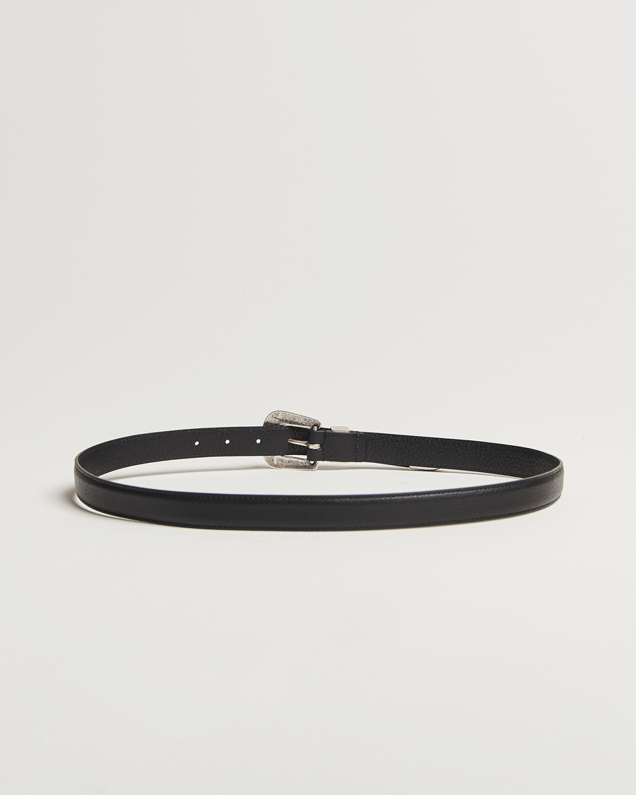 Herre | Bælter | Anderson's | Grained Western Leather Belt 2,5 cm Black