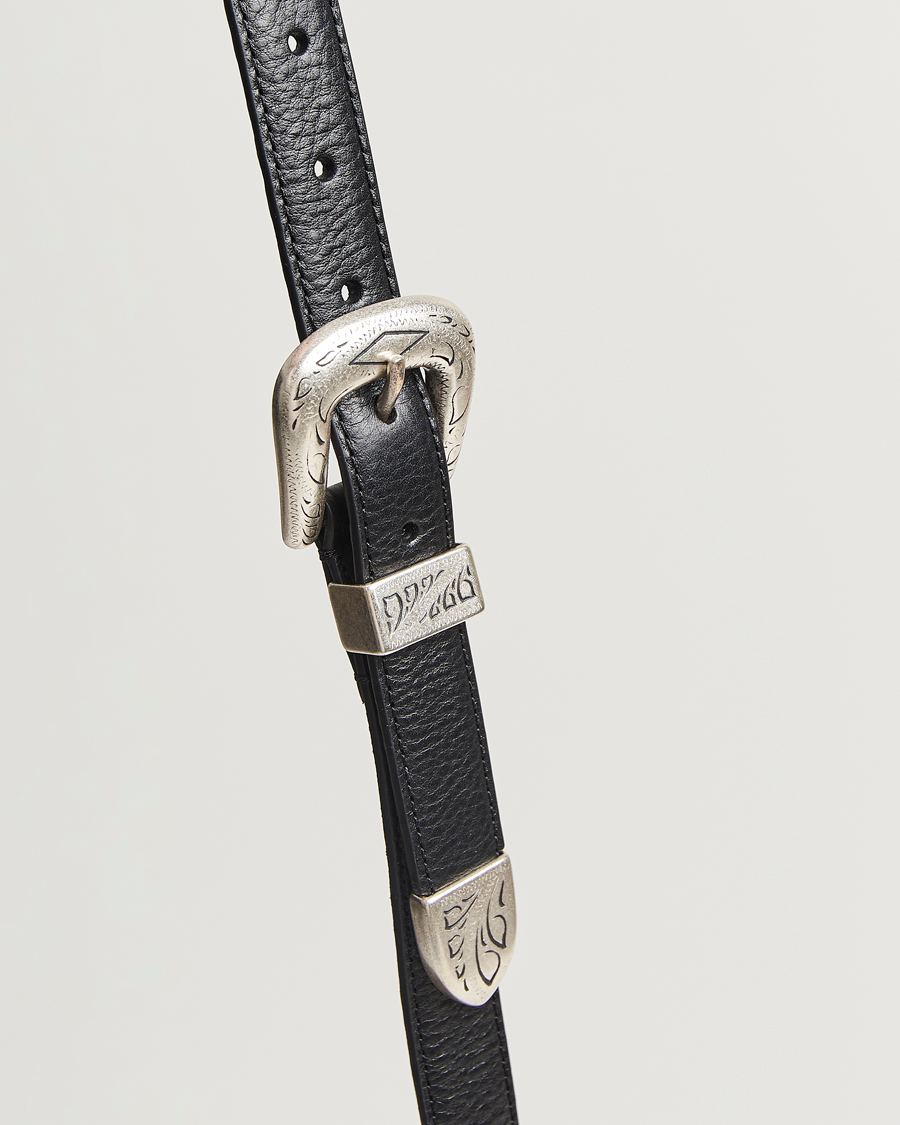 Herre | Bælter | Anderson's | Grained Western Leather Belt 2,5 cm Black