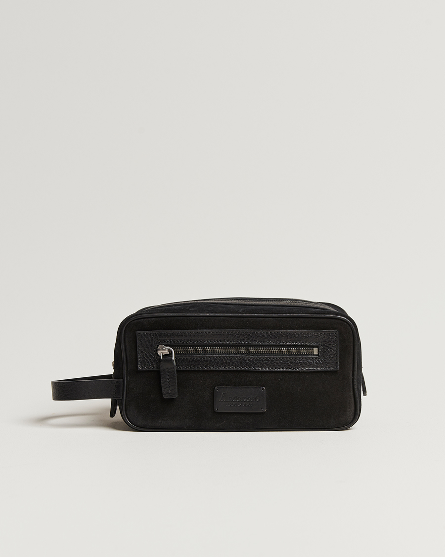 Herre | Tasker | Anderson's | Suede Washbag Black