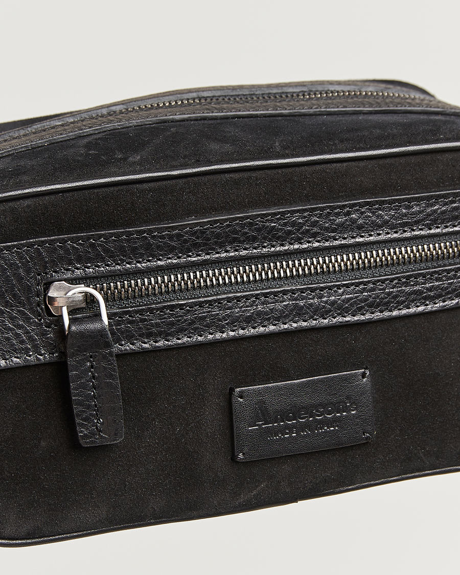 Herre | Tasker | Anderson's | Suede Washbag Black