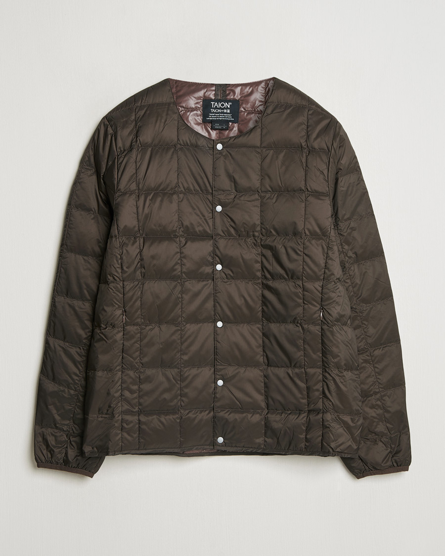Herre | Jakker | TAION | Crew Neck Button Down Jacket Dark Choco