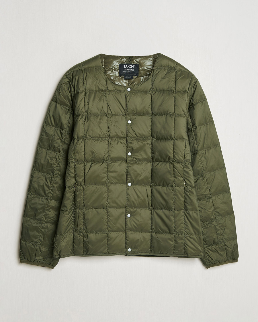 Herre | Jakker | TAION | Crew Neck Button Down Jacket Dark Olive