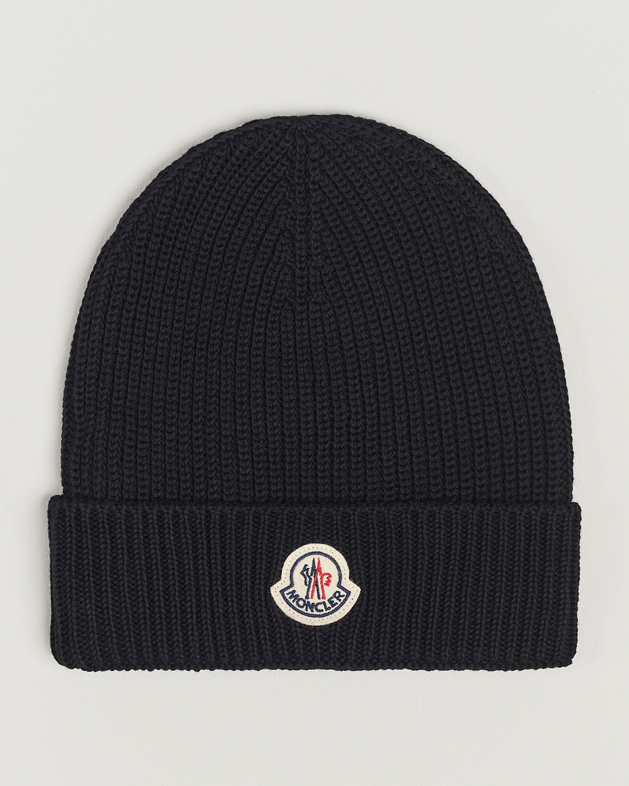 Herre | Moncler Logo Embossed Beanie Black | Moncler | Logo Embossed Beanie Black