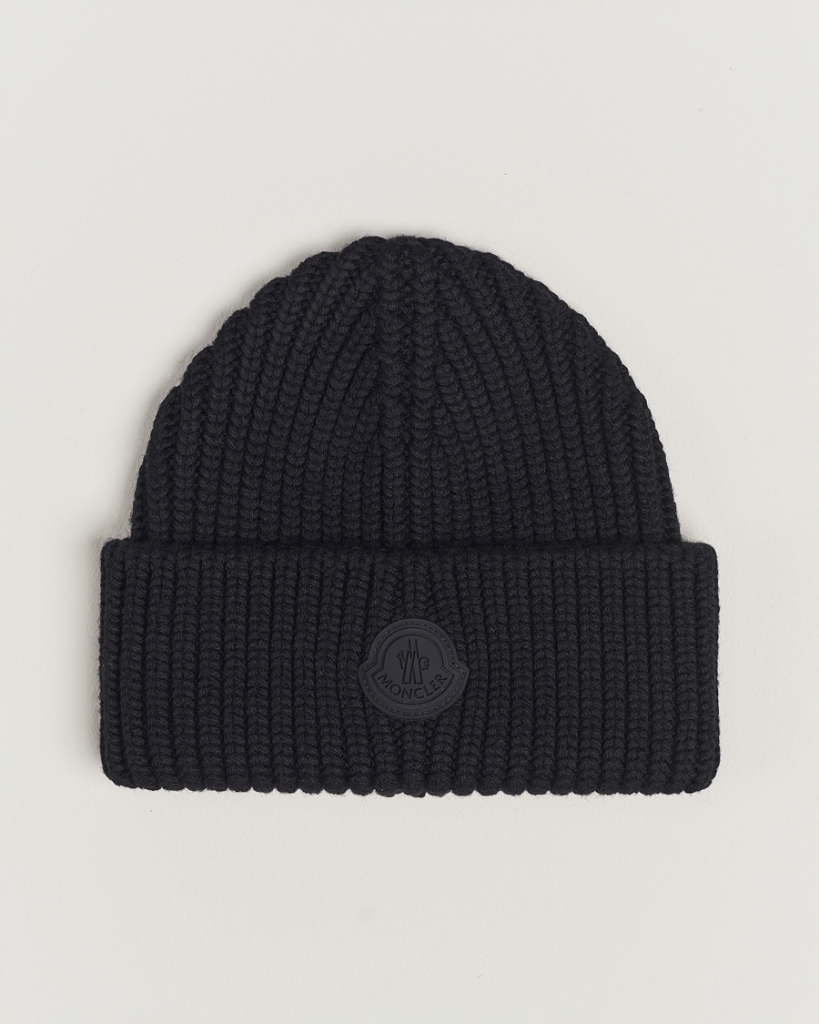 Herre | Moncler Tonal Logo Beanie Black | Moncler | Tonal Logo Beanie Black