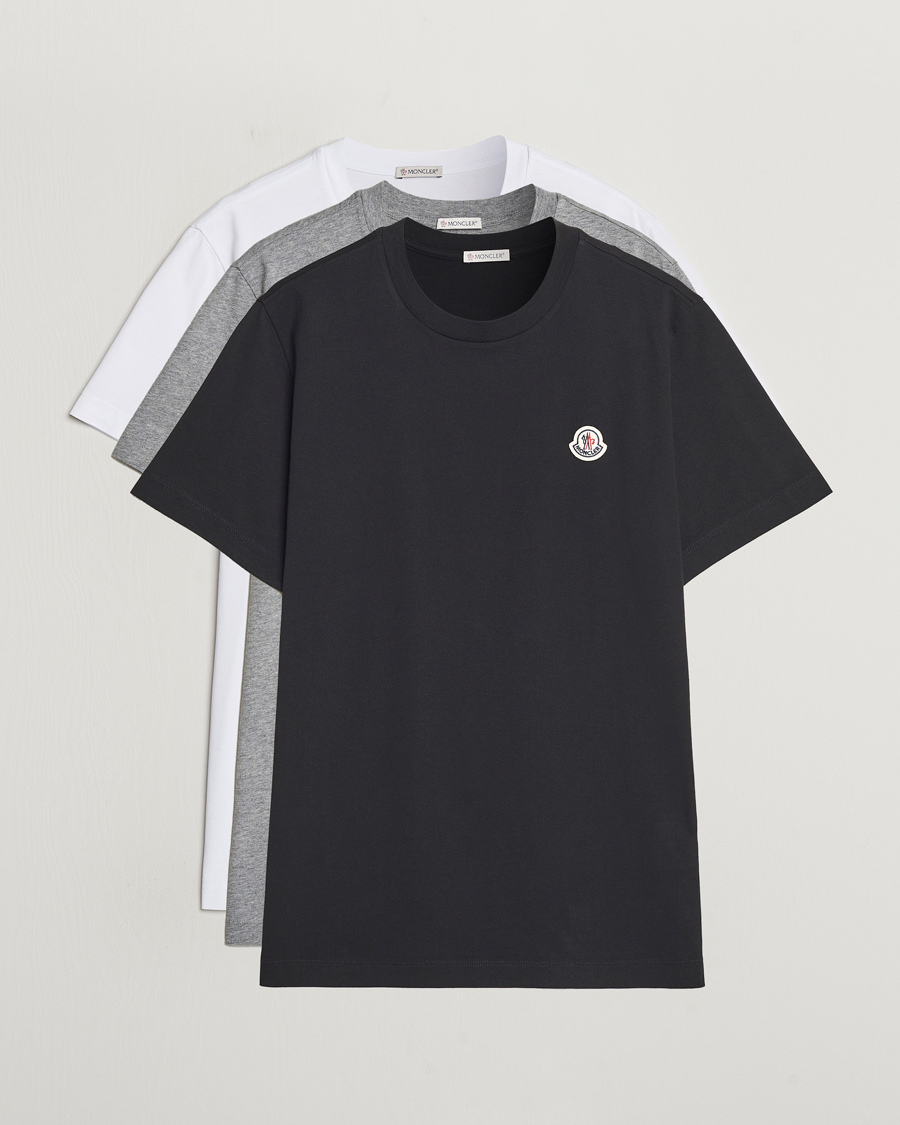 Herre | T-Shirts | Moncler | 3-Pack Logo T-Shirt White/Grey/Black