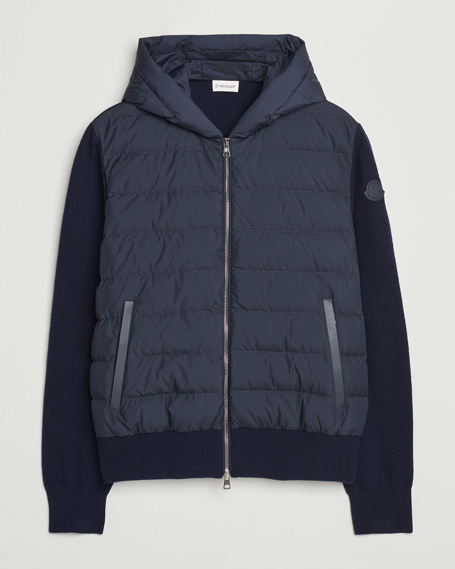 Herre | Jakker | Moncler | Full Zip Padded Hoodie Dark Blue