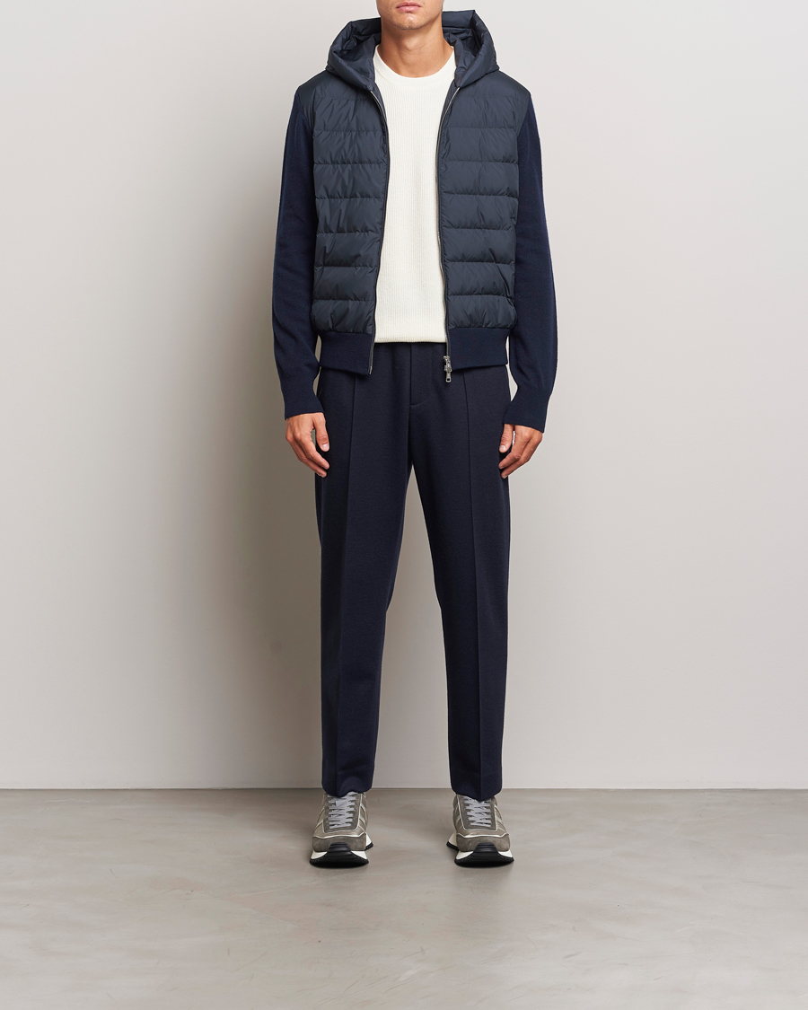 Herre | Jakker | Moncler | Full Zip Padded Hoodie Dark Blue
