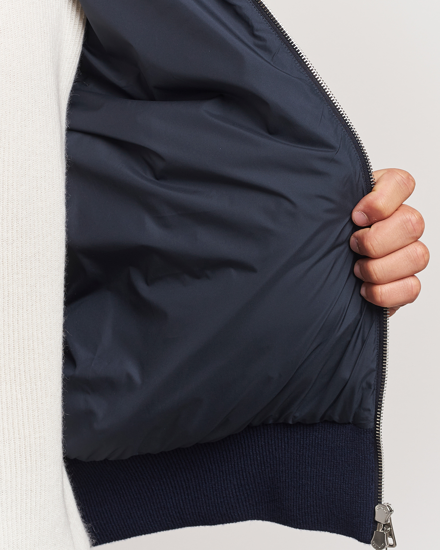 Herre | Jakker | Moncler | Full Zip Padded Hoodie Dark Blue