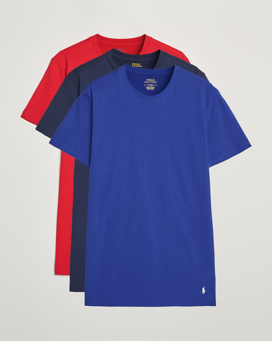 Herre | T-Shirts | Polo Ralph Lauren | 3-Pack Crew Neck T-Shirt Blue/Navy/Red