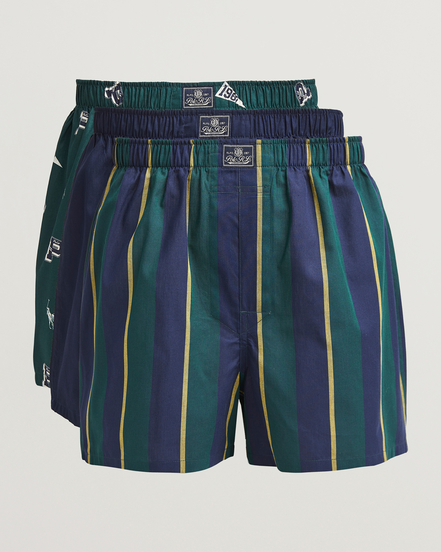 Herre | Undertøj | Polo Ralph Lauren | 3-Pack Woven Boxer Stripe/All Over Print/Navy