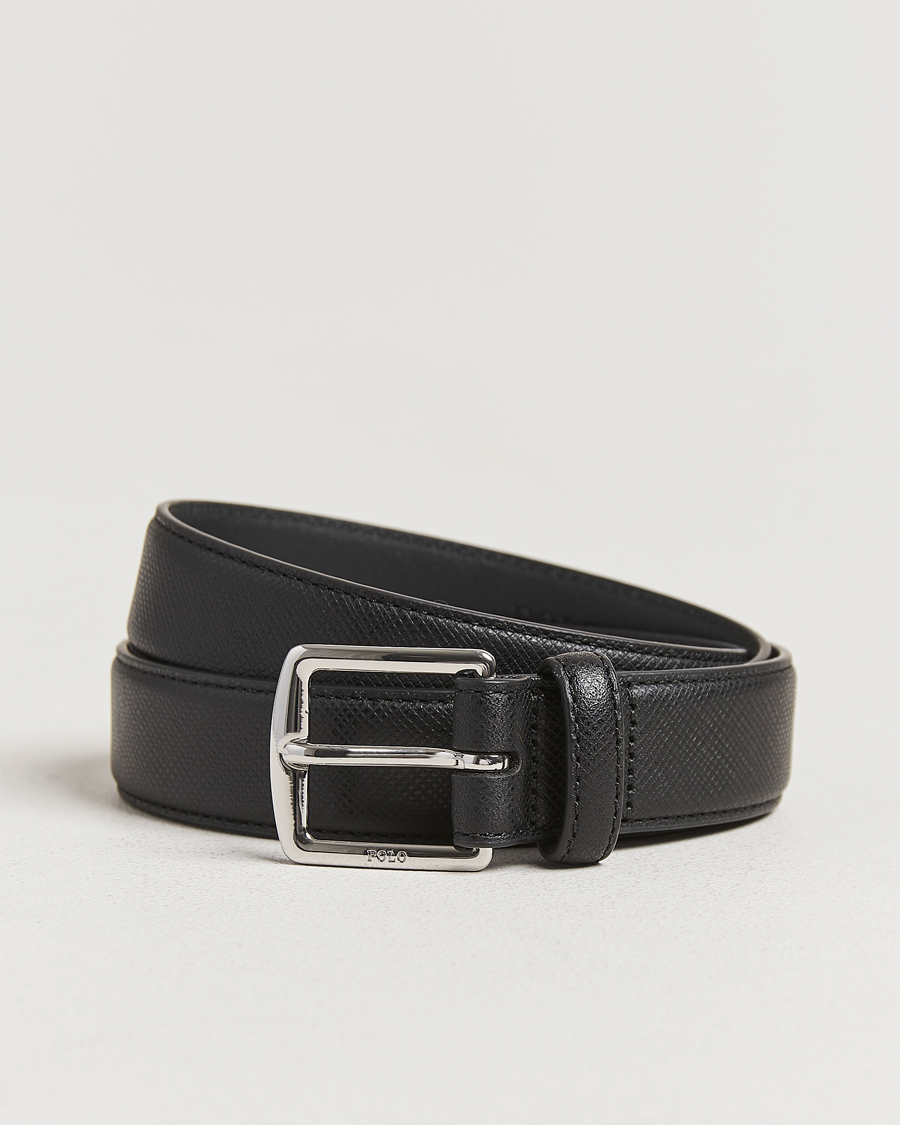 Herre | Polo Ralph Lauren Saffiano Leather Belt Black | Polo Ralph Lauren | Saffiano Leather Belt Black