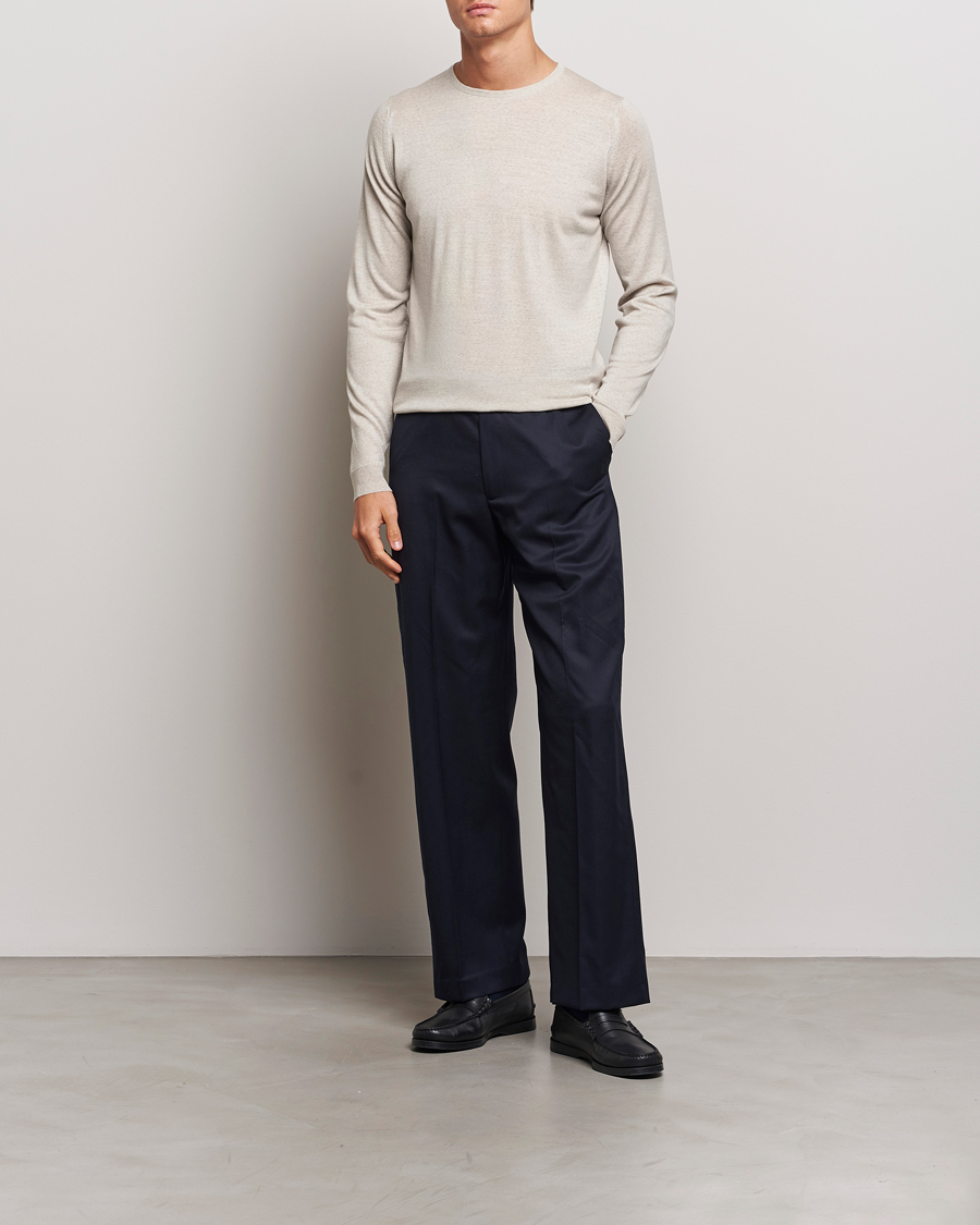 Herre | Trøjer | John Smedley | Lundy Extra Fine Merino Crew Neck Grey Fleece